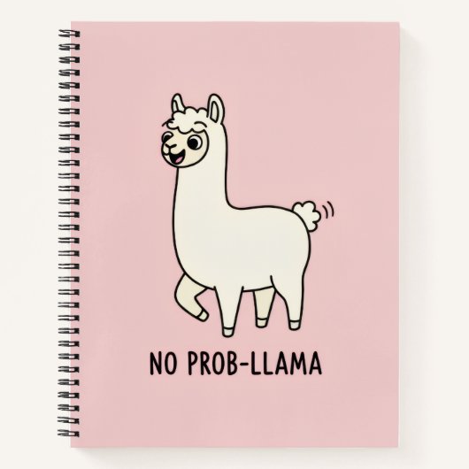 "No Prob-Llama" Cute Llama Doodle - Chill Vibe Notizblock (Vorderseite)