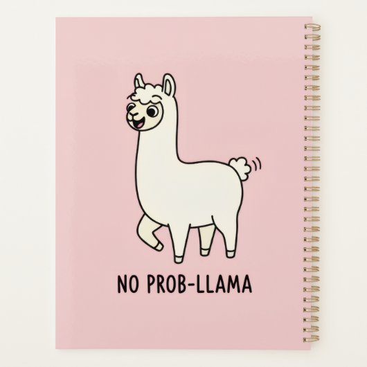 "No Prob-Llama" Cute Llama Doodle - Chill Vibe Planer (Rückseite)