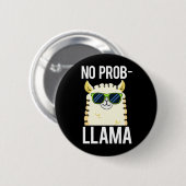 No-Prob-Llama Funny Cool Llama Pun Dark BG Button (Vorne & Hinten)