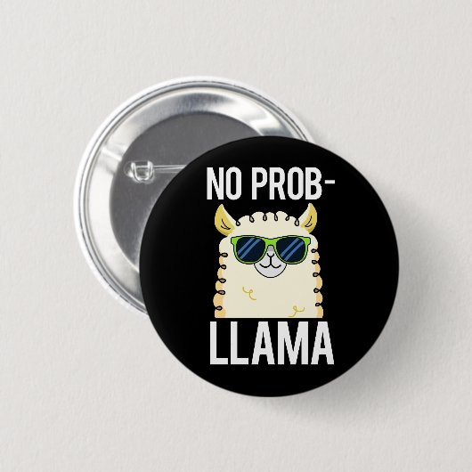 No-Prob-Llama Funny Cool Llama Pun Dark BG Button (Vorne & Hinten)