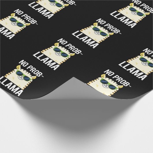 No-Prob-Llama Funny Cool Llama Pun Dark BG Geschenkpapier (Ecke)