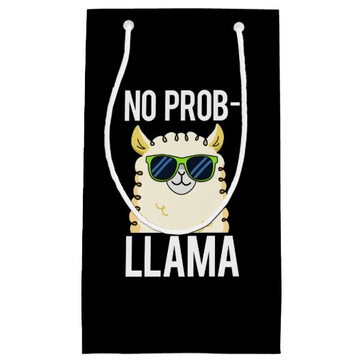 No-Prob-Llama Funny Cool Llama Pun Dark BG Kleine Geschenktüte (Vorderseite)