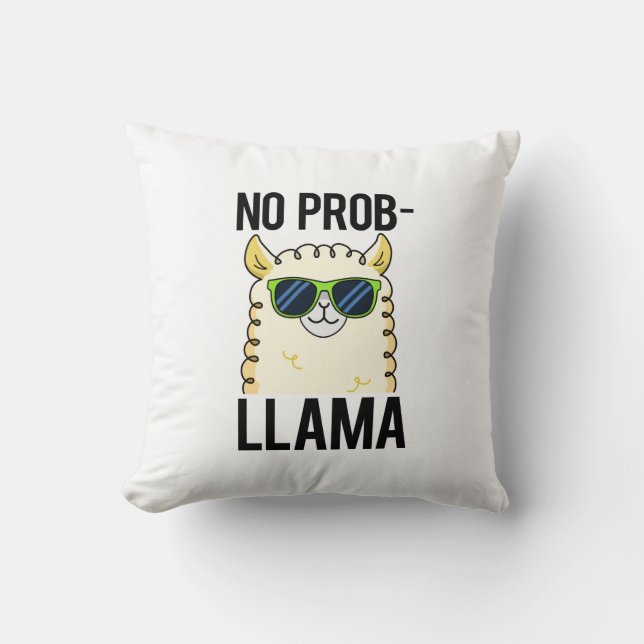 No-Prob-Llama Funny Cool Llama Pun Kissen (Vorderseite)