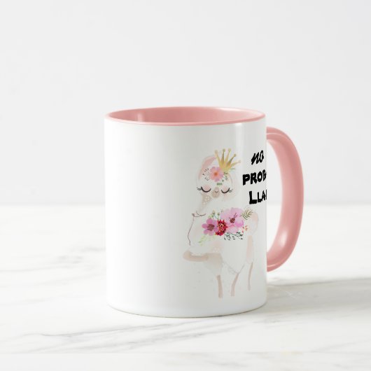 No Prob-Llama Funny Hübsch Floral Pink Llama Tasse (VorderseiteRechts)