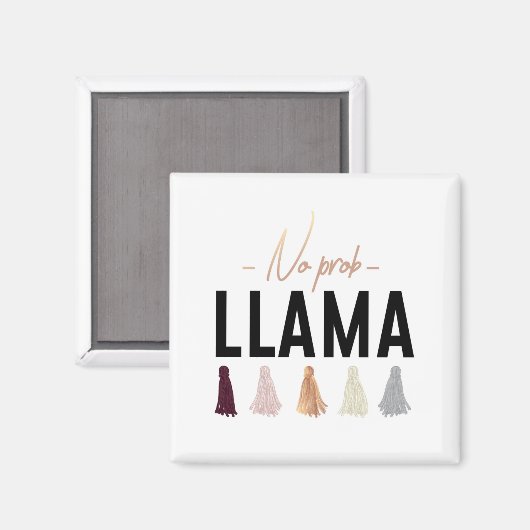 No Prob Llama | Gold Tassels Magnet (Vorderseite/Rückseite)