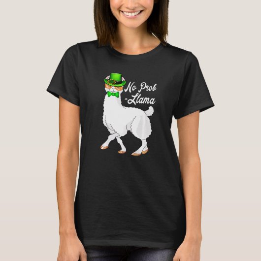 No Prob Llama Irish Leprechaun Hat St Patricks Day T-Shirt (Vorderseite)