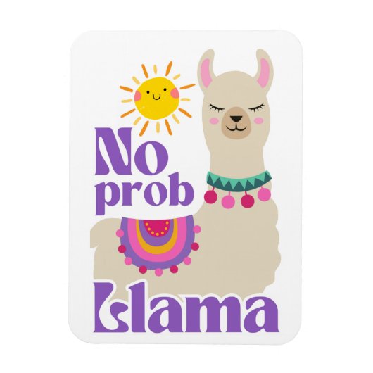 No Prob-Llama, Niedlich Llama Festivals Sunny Magnet (Vertikal)