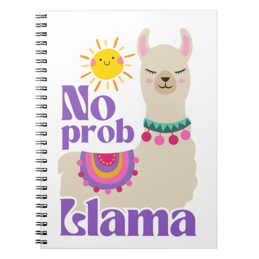 No Prob-Llama, Niedlich Llama Festivals Sunny Notizblock (Vorderseite)