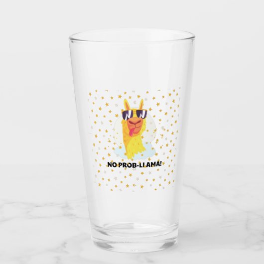 No-Prob-Llama Niedlicher Lama mit Sternen Glas (Vorderseite)