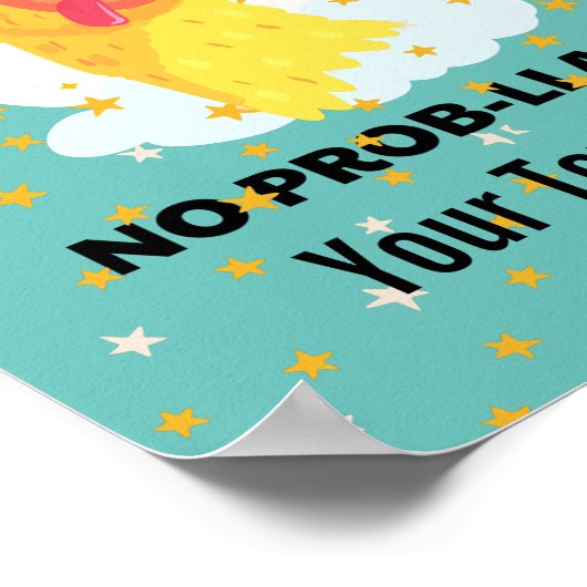 No-Prob-Llama Niedlicher Lama mit Sternen Poster (Ecke)