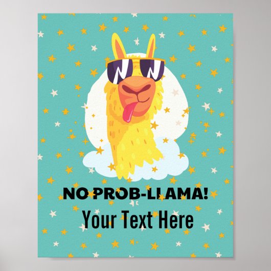 No-Prob-Llama Niedlicher Lama mit Sternen Poster (Vorne)