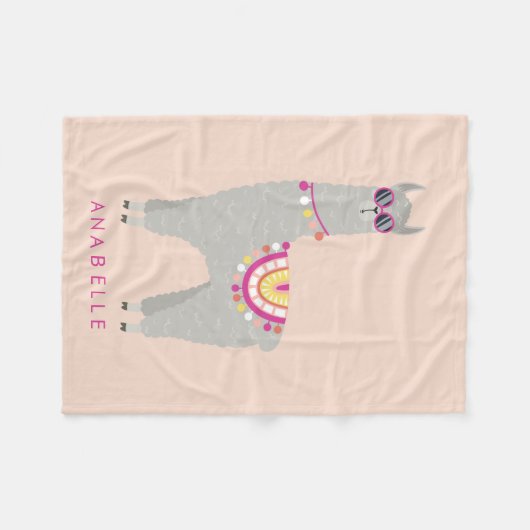 No Prob - Llama - Personalisierte Kinder Fleecedecke (Vorderseite (Horizontal))