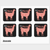 No Prob Llama rosa Korallenbäume Glitzer Glitzern Quadratischer Aufkleber (Blatt)