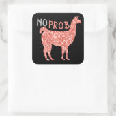 No Prob Llama rosa Korallenbäume Glitzer Glitzern Quadratischer Aufkleber (Tasche)