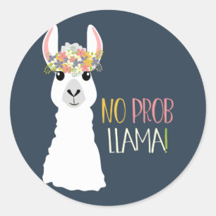 No Prob Llama Runder Aufkleber