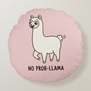 "No Prob-Llama" Süße Llama-Kritzelei - Entspannte Rundes Kissen