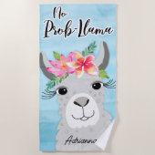 No Prob-Llama Tropical Floral Gray Llama Niedlich Strandtuch (Vorderseite)