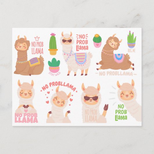 No Problama Llamas Postkarte (Vorderseite)