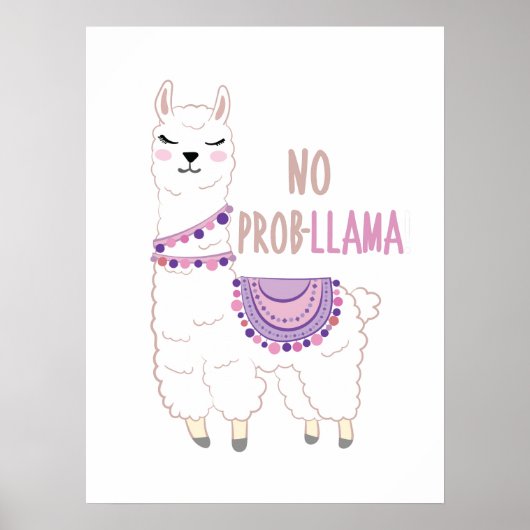 No Probllama Llama Funny Poster (Vorne)
