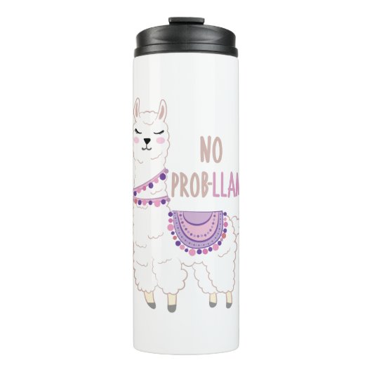 No Probllama Llama Funny Thermosbecher (Vorderseite)