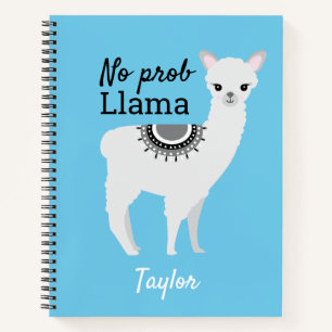 No ProbLlama Personalisiert Niedlich Llama Blue Notizblock