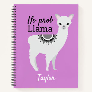 No ProbLlama Personalisiert Niedlich Llama Lila Notizblock