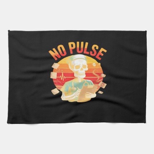 No Pulse Skeleton Nurse Funny Medical Halloween Pa Geschirrtuch (Horizontal)