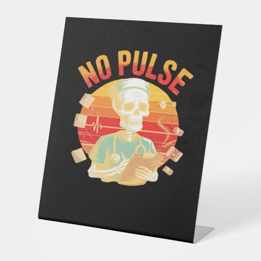 No Pulse Skeleton Nurse Funny Medical Halloween Pa Sockelschild (Vorderseite)