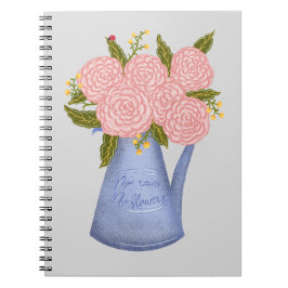 No rain no flowers watering can with flowers notizblock