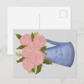 No rain no flowers watering can with flowers postkarte (Vorne/Hinten)