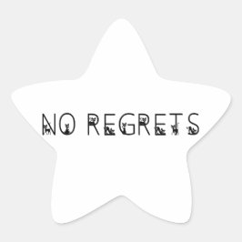 No Regrets black cats Schriftart Stern-Aufkleber