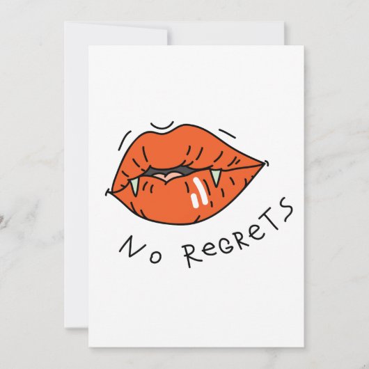 No Regrets Red Lips Valentine Einladung (Vorderseite)