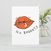 No Regrets Red Lips Valentine Einladung (Stehend Vorderseite)