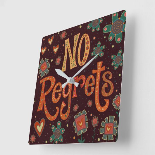 "No Regrets"-Uhr Quadratische Wanduhr (Winkel)