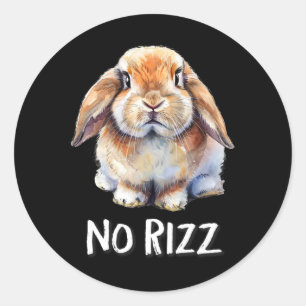 No Rizz Mini Holland Lop Bunny Rabbit Lover Runder Aufkleber
