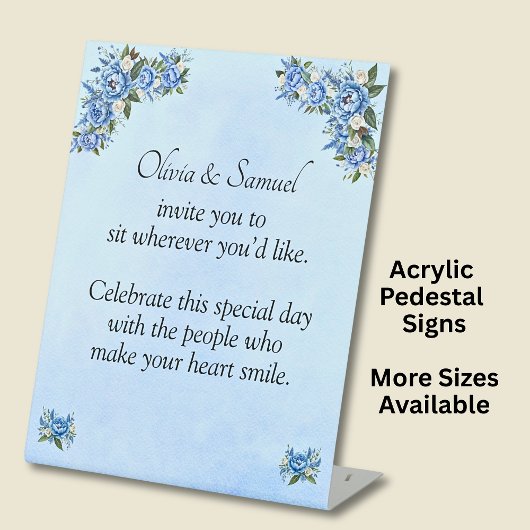No Seating Chart 2 - Wedding Blue Peony - Sockelschild