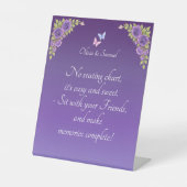 No Seating Chart - Hochzeit Lila Mauve-Blume Sockelschild (Vorderseite)