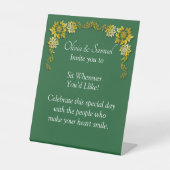 No Seating Chart - Wedding Emerald Green & Gold Sockelschild (Vorderseite)
