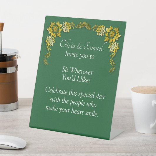 No Seating Chart - Wedding Emerald Green & Gold Sockelschild (In SItu)