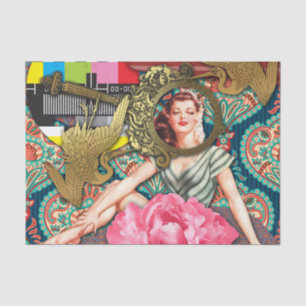 No-Signal - Cheeky Lady Digital Collage Seidenpapier