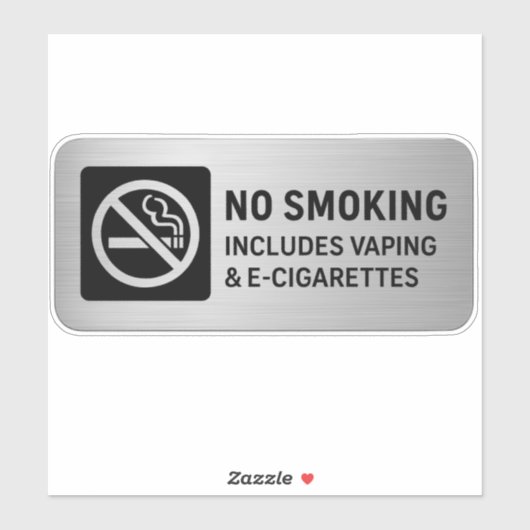 No Smoking Includes Vaping & E-Cigarettes Sign Aufkleber (Blatt)