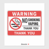 No Smoking No Vaping Sign - Public Health Awarenes Aufkleber (Blatt)