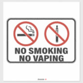 No Smoking No Vaping Sign - Public Health Awarenes Aufkleber (Blatt)