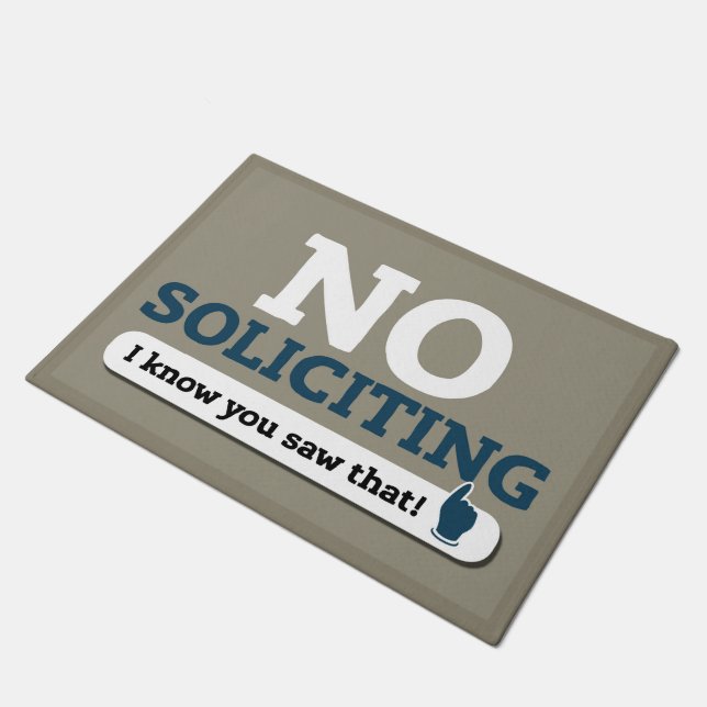 "No Soliciting" Door Mat - Beige Fußmatte (Schrägansicht)