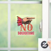 No Soliciting Pointing Hand Fun Window Cling Fensteraufkleber (Zuhause)