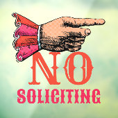 No Soliciting Pointing Hand Fun Window Cling Fensteraufkleber (Blatt 3)