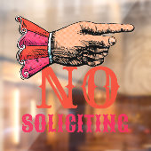 No Soliciting Pointing Hand Fun Window Cling Fensteraufkleber (Blatt 2)