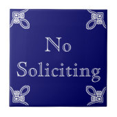 No Soliciting - Spanisch Weiß auf blau Fliese (Vorderseite)