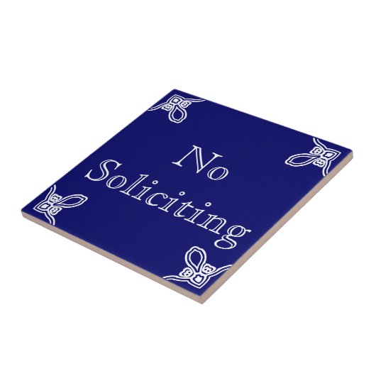 No Soliciting - Spanisch Weiß auf blau Fliese (Seite)