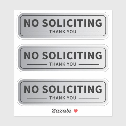 No Soliction Sign Pack 3 Aufkleber (Blatt)